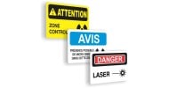 Affiches pour risques de radiation et laser